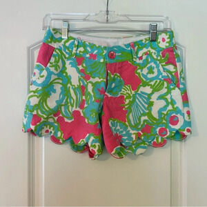 Lilly Pulitzer The Buttercup Shorts Women's 00 Multicolor Floral Tulip Hem.